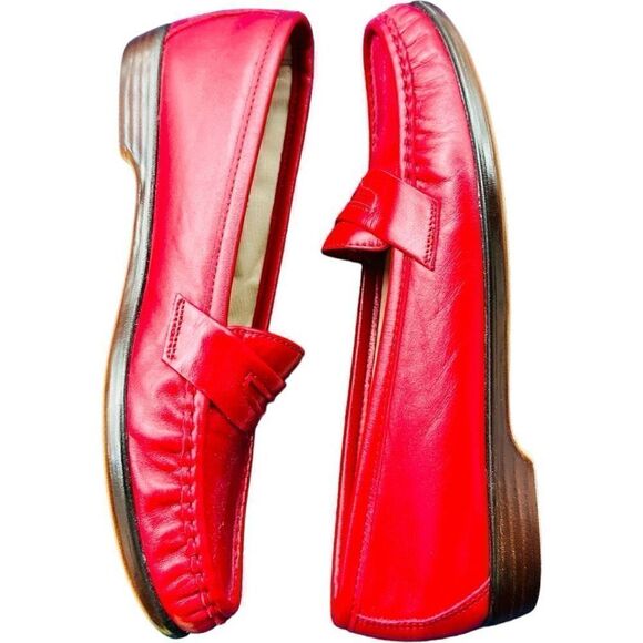 SAS Tripad Comfort Shoes Made In USA Vintage Wink Red Leather Penny Loafers Slip - Picture 8 of 13